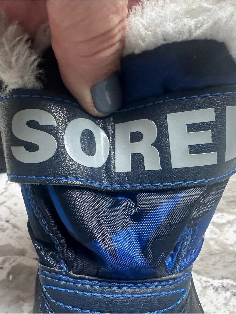 Sorel Kids Blue and Gray Waterproof Snow Boots with Faux Fur
